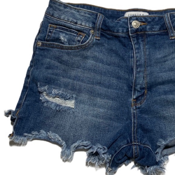Just USA Shorts Distressed Raw Hem Denim Large - Picture 2 of 12